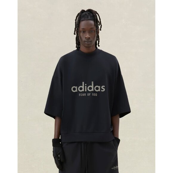 Fear of God Men's Athletics Heavy Jersey 3/4 Mock Tee Shirt Black L - Picture 1 of 12